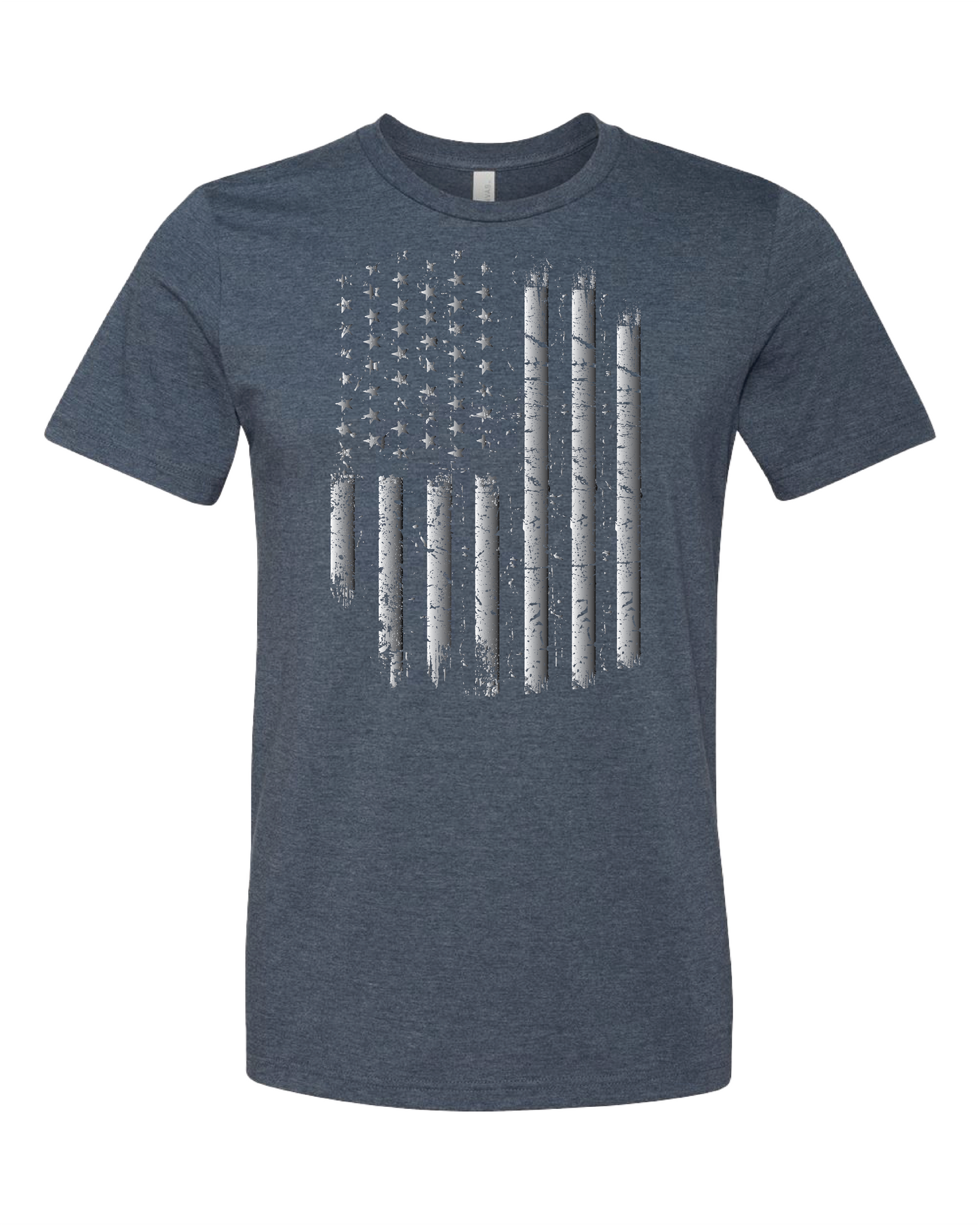 American Flag Distressed T-Shirt | Silver and Black Gradient