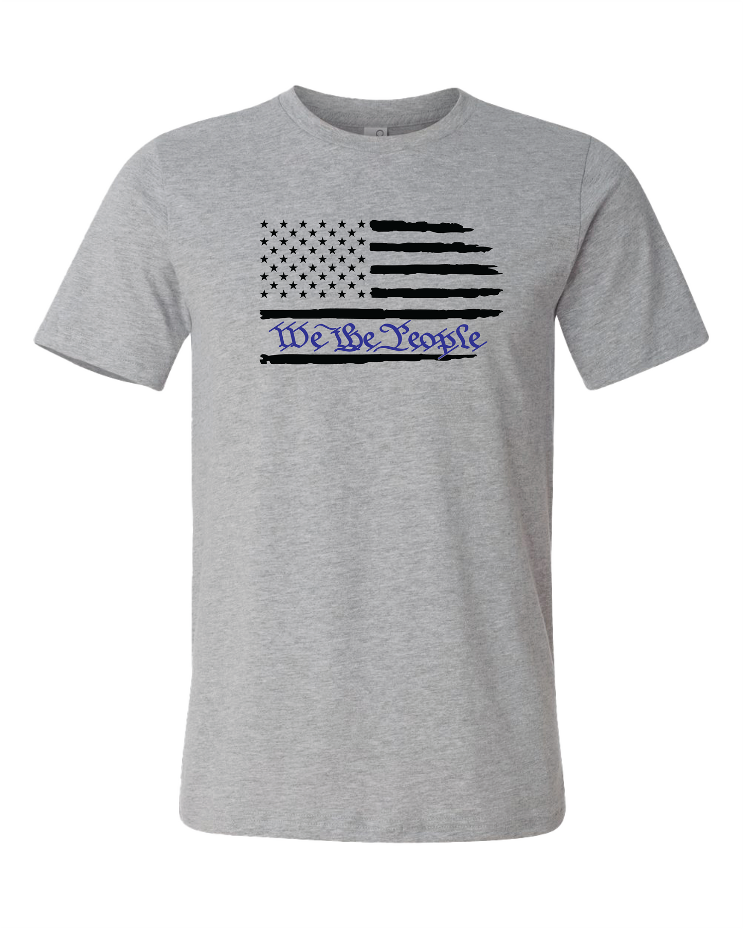 American Flag We The People Horizontal T-Shirt | White With Blue Writing