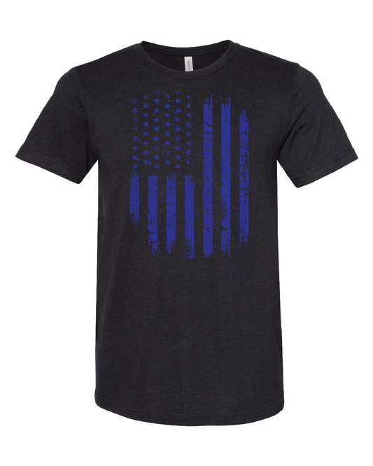 American Flag Distressed T-Shirt | Blue