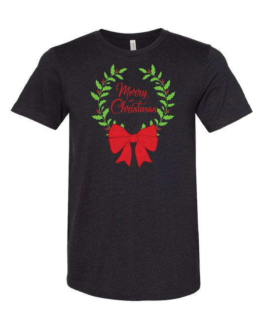 Merry Christmas Wreath T-Shirt | Open Top