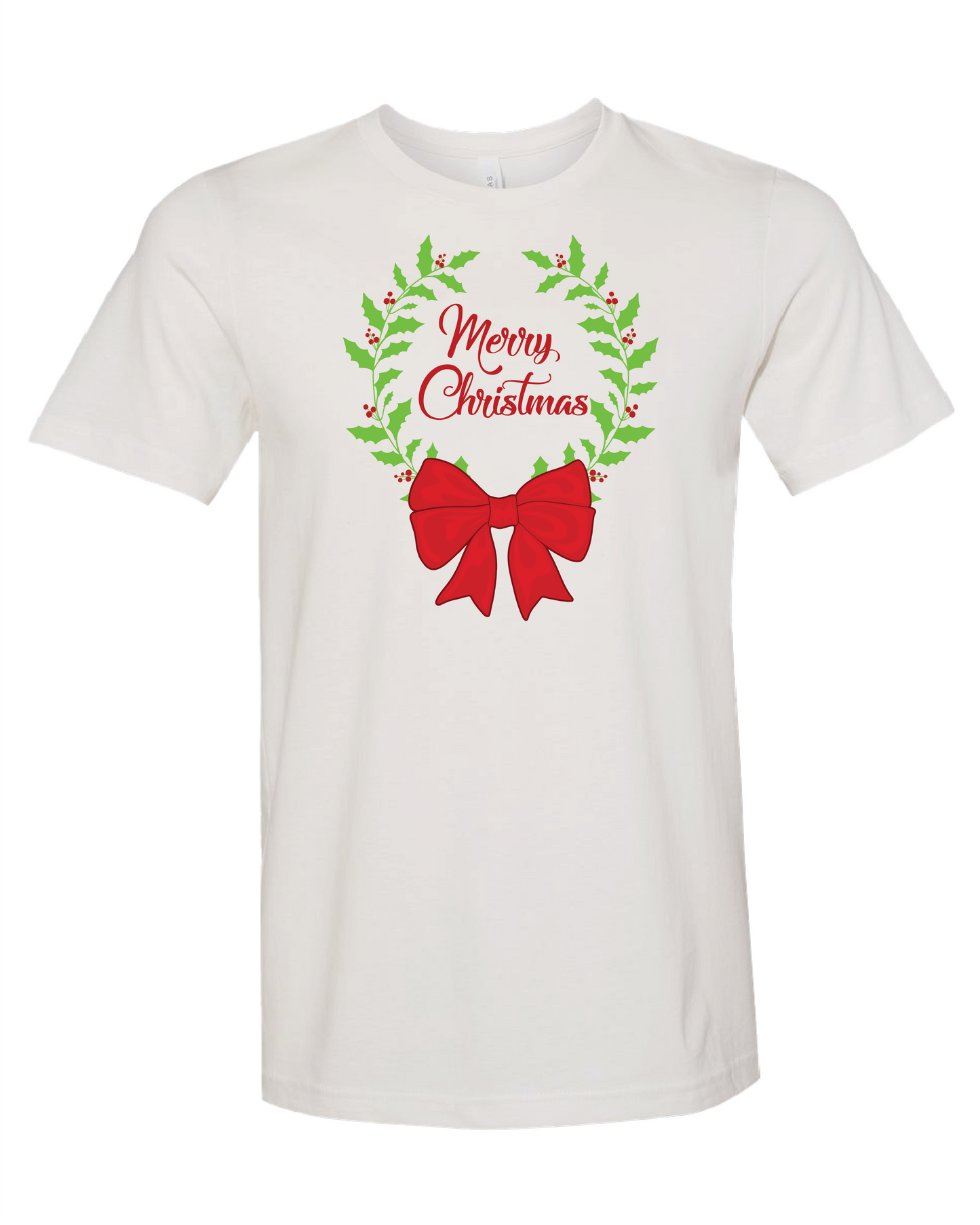 Merry Christmas Wreath T-Shirt | Open Top