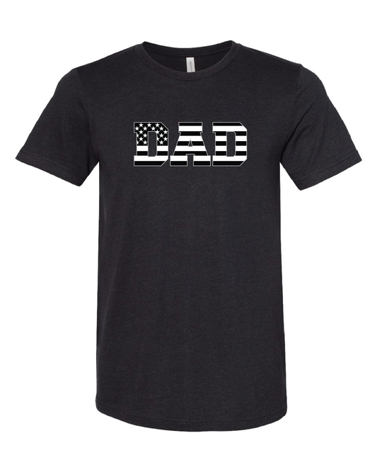 Dad American Flag T-Shirt | Black And White