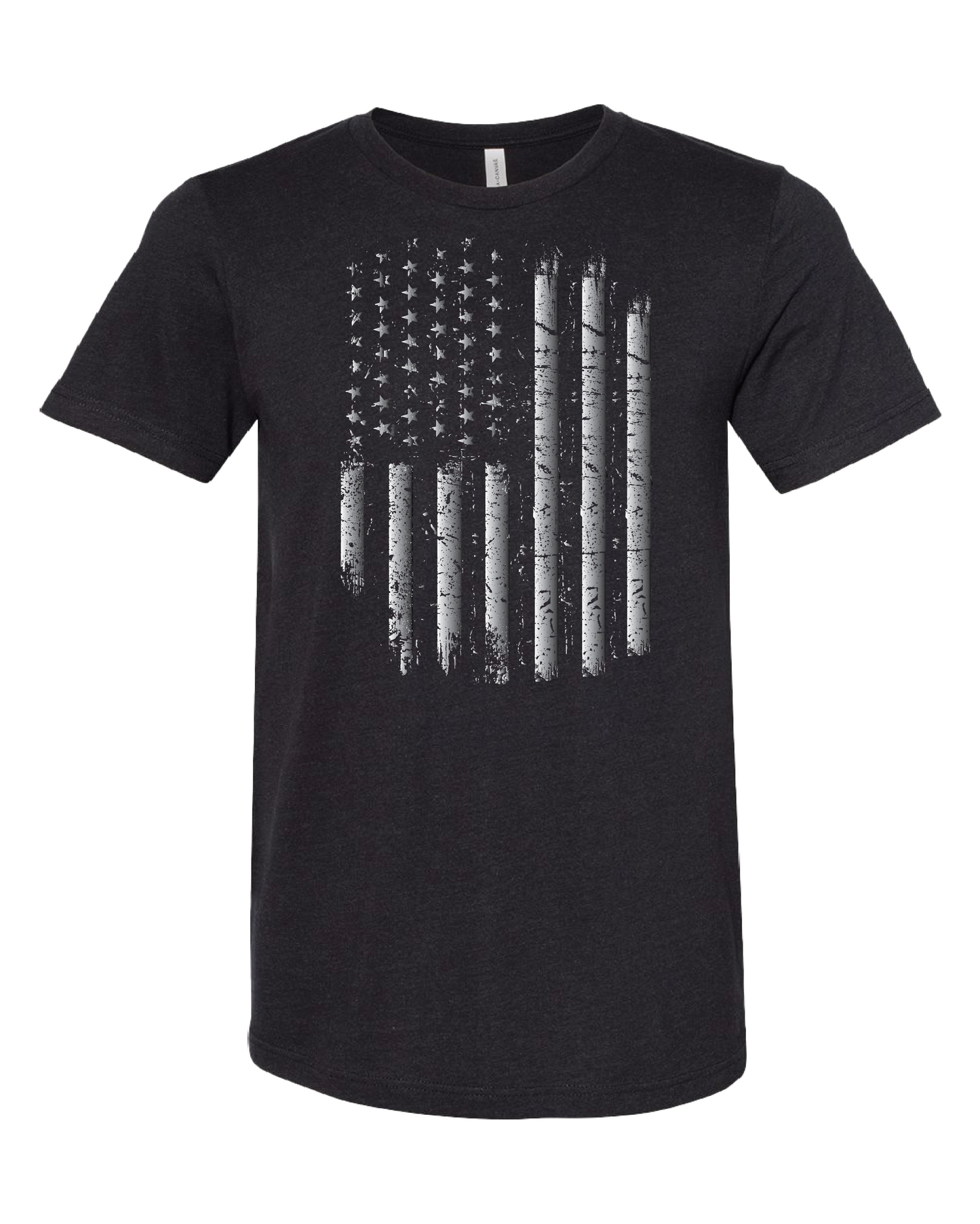 American Flag Distressed T-Shirt | Silver and Black Gradient