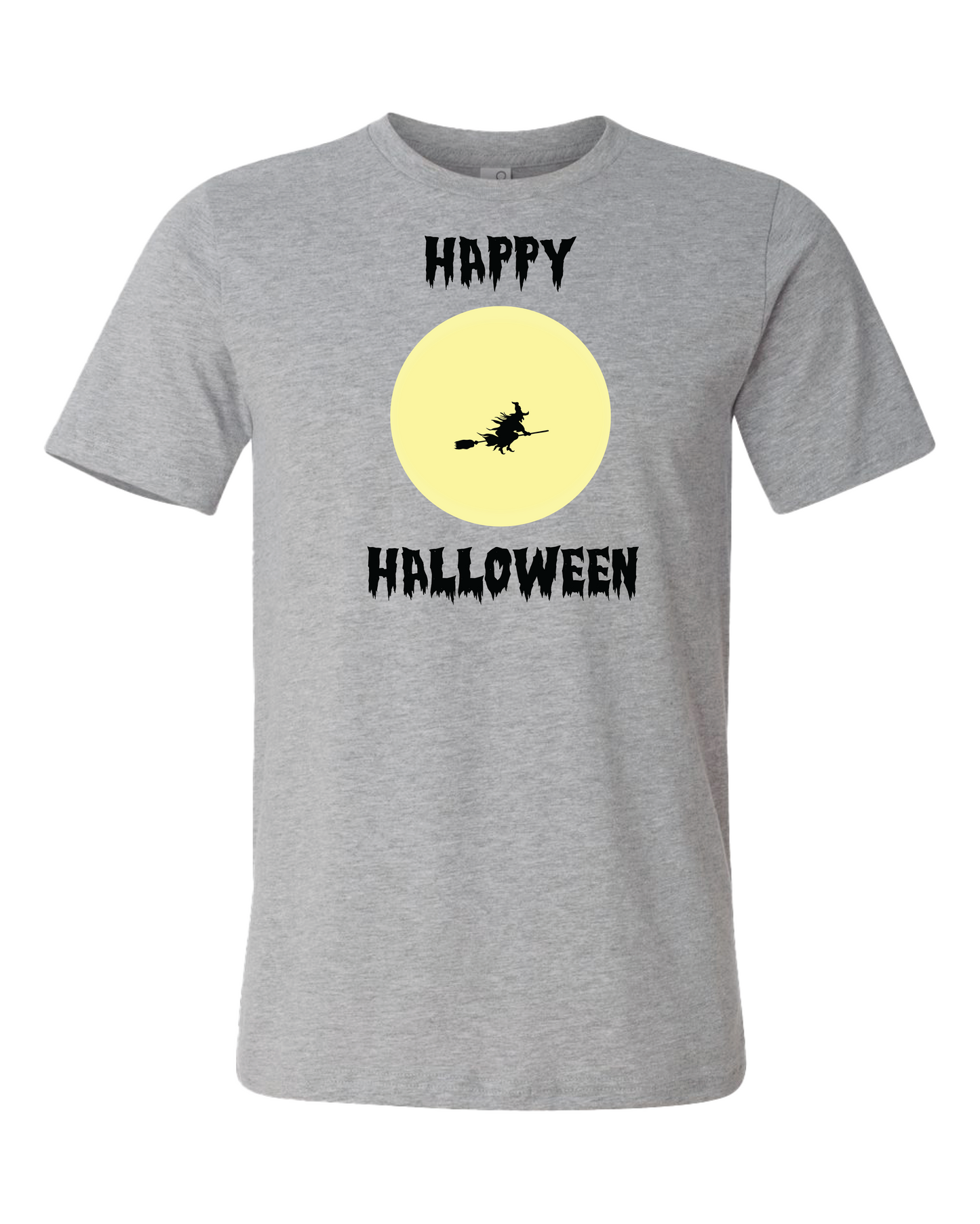 Happy Halloween Witch Flying Across The Moon T-Shirt | White