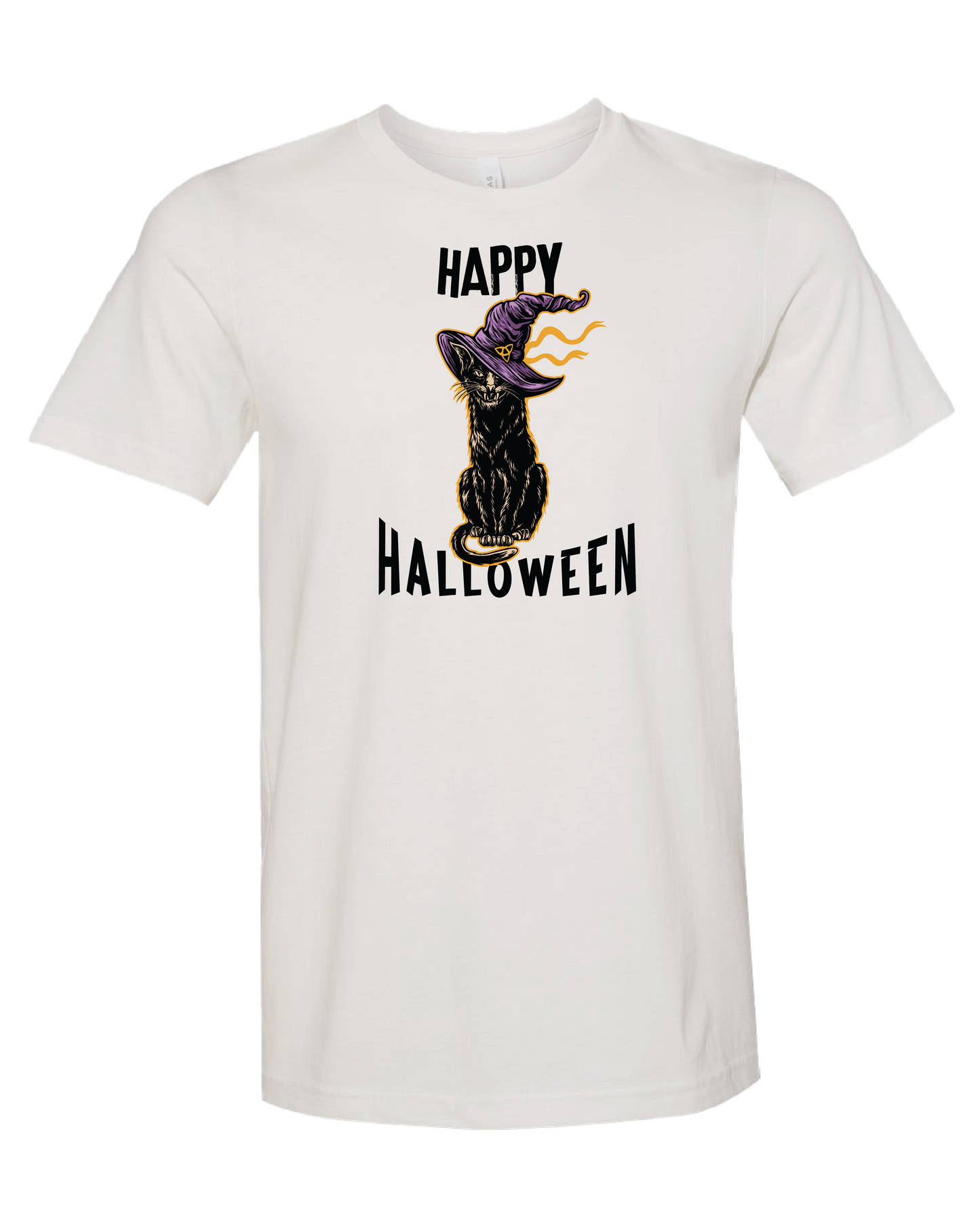 Happy Halloween Cat Wearing A Witch's Hat T-Shirt