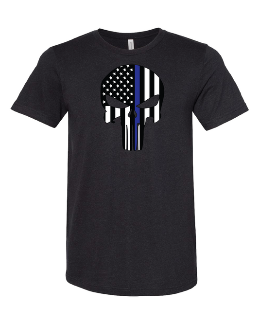 American Flag Skull T-Shirt | Thin Blue Line