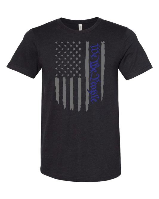 American Flag We The People T-Shirt | Gray With Blue Writing