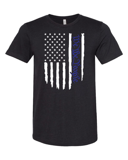 American Flag We The People T-Shirt | White With Blue Writing