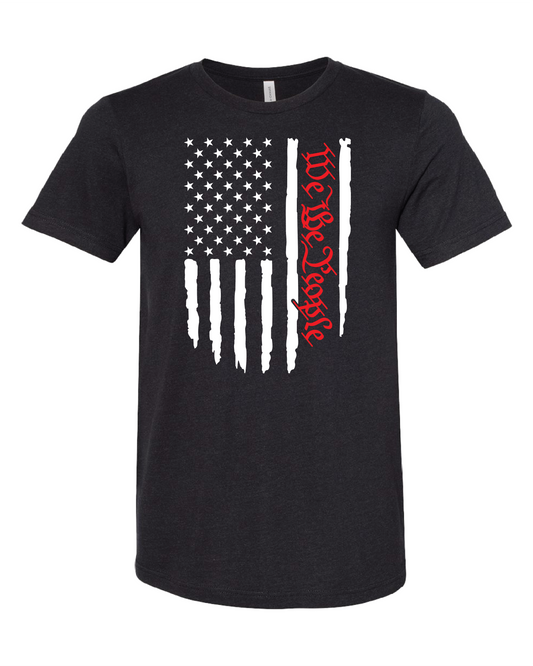 American Flag We The People T-Shirt | White With Red Writing