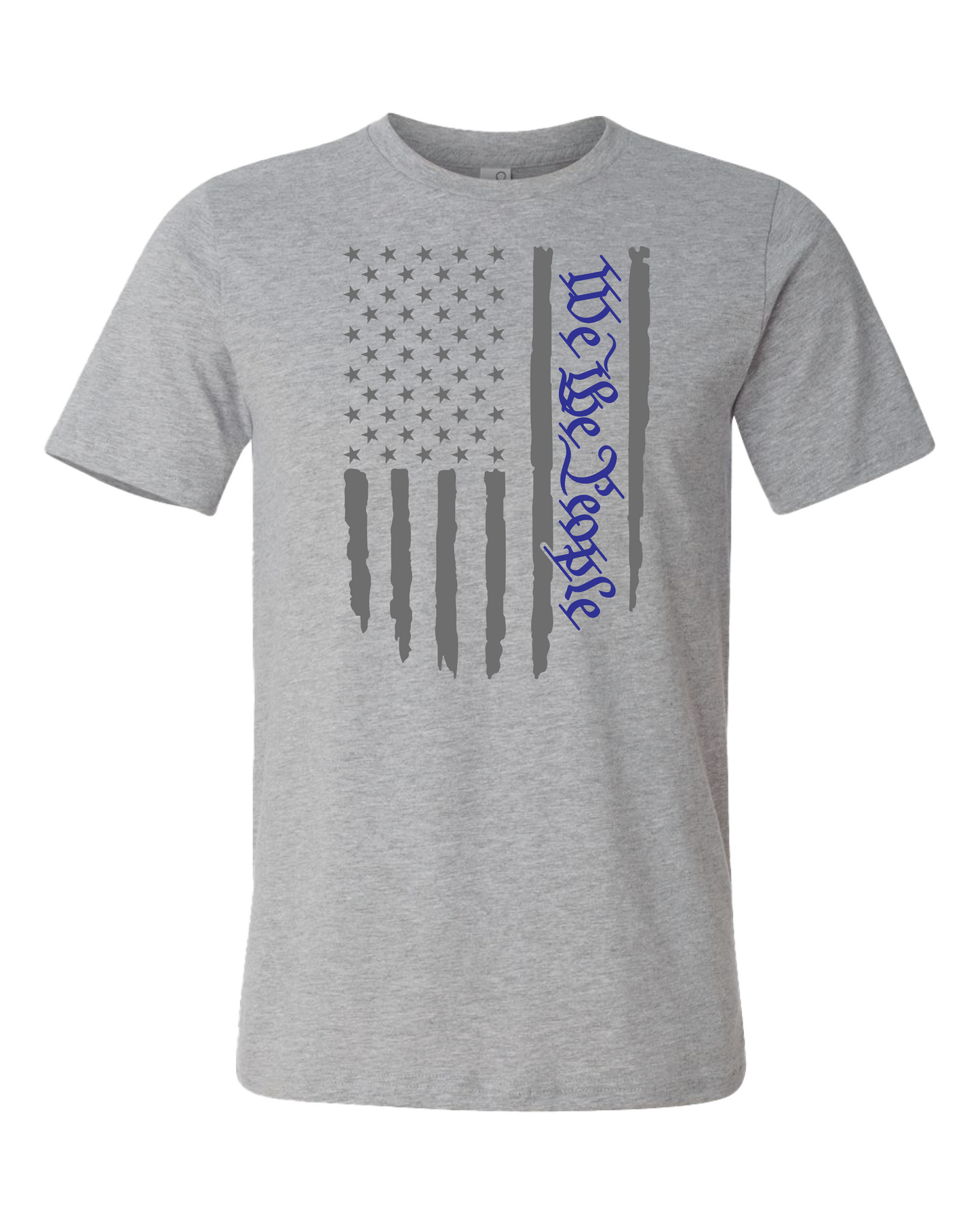 American Flag We The People T-Shirt | Gray With Blue Writing