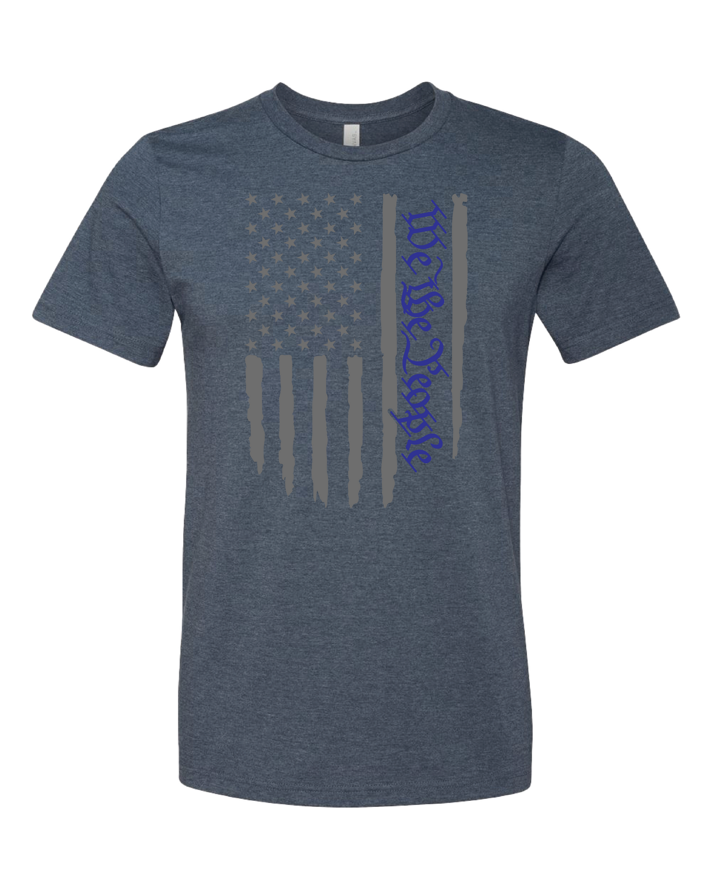 American Flag We The People T-Shirt | Gray With Blue Writing