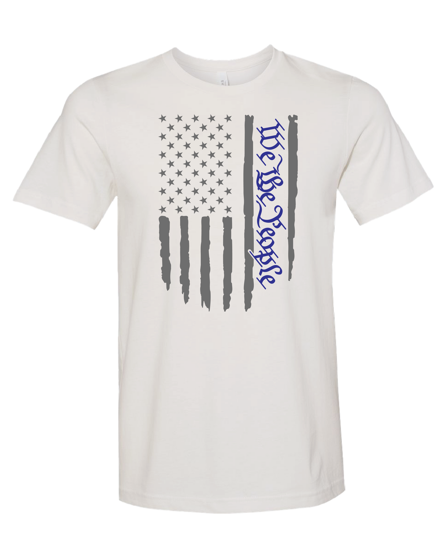 American Flag We The People T-Shirt | Gray With Blue Writing