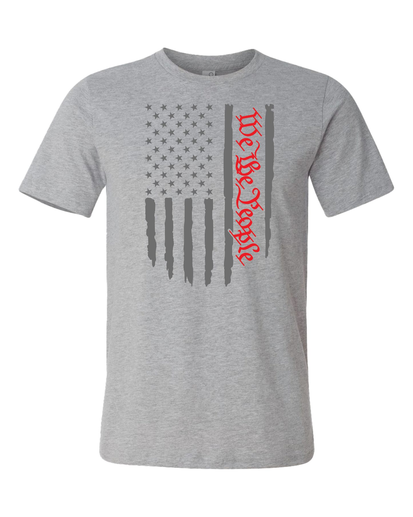 American Flag We The People T-Shirt | Gray With Red Writing