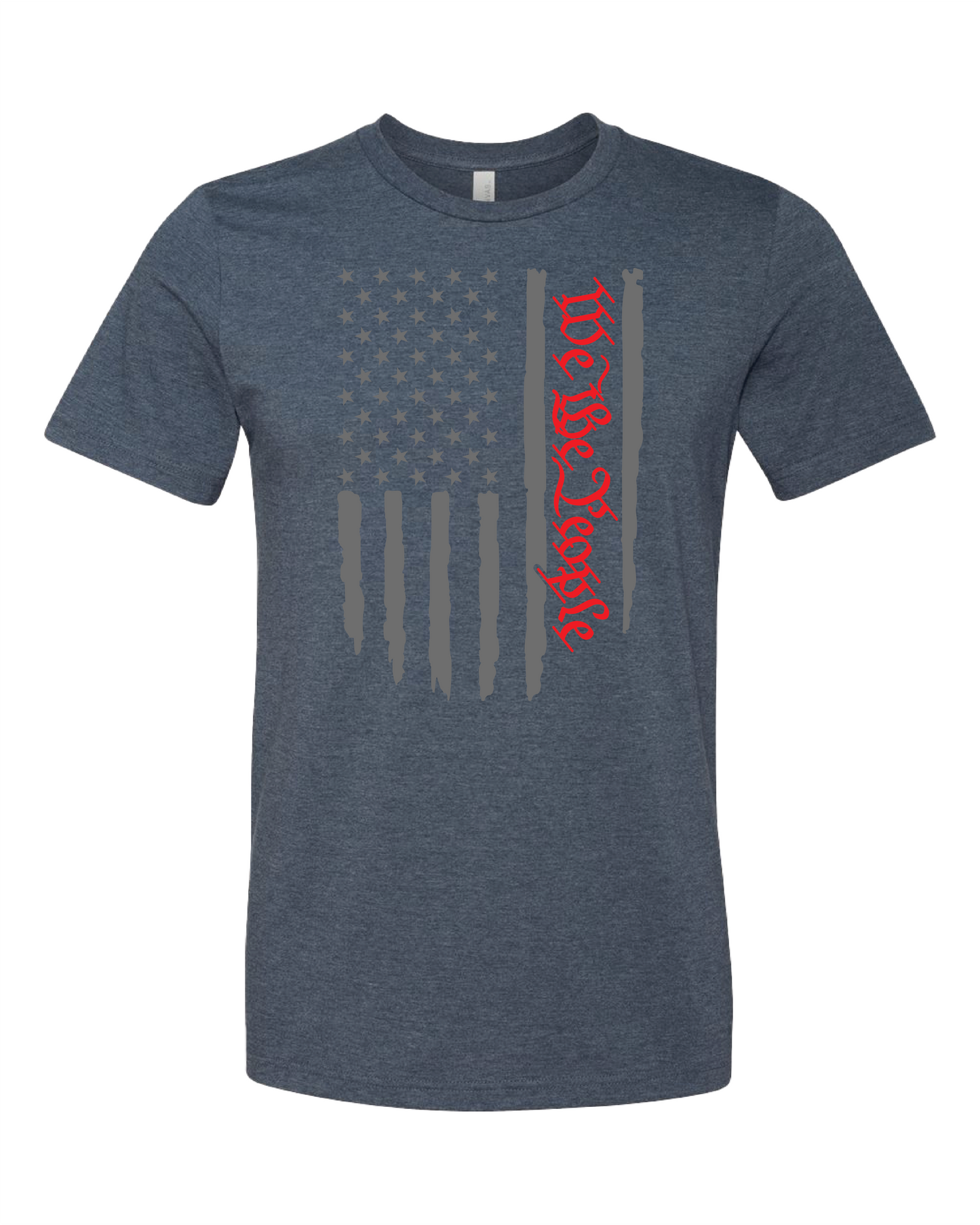 American Flag We The People T-Shirt | Gray With Red Writing