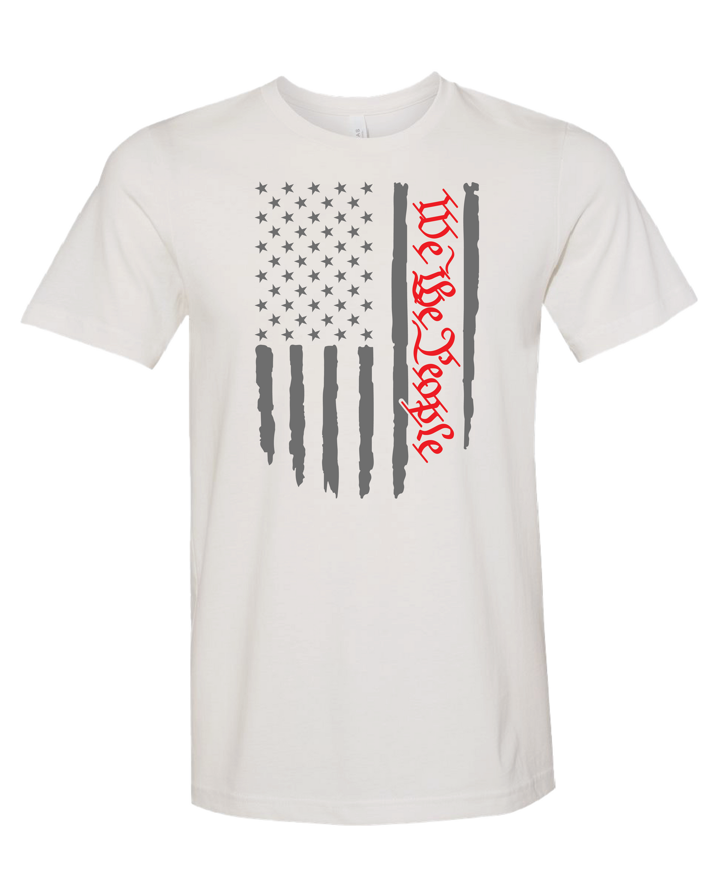 American Flag We The People T-Shirt | Gray With Red Writing