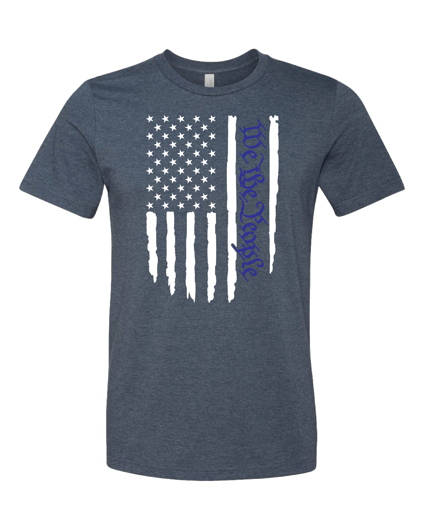 American Flag We The People T-Shirt | White With Blue Writing