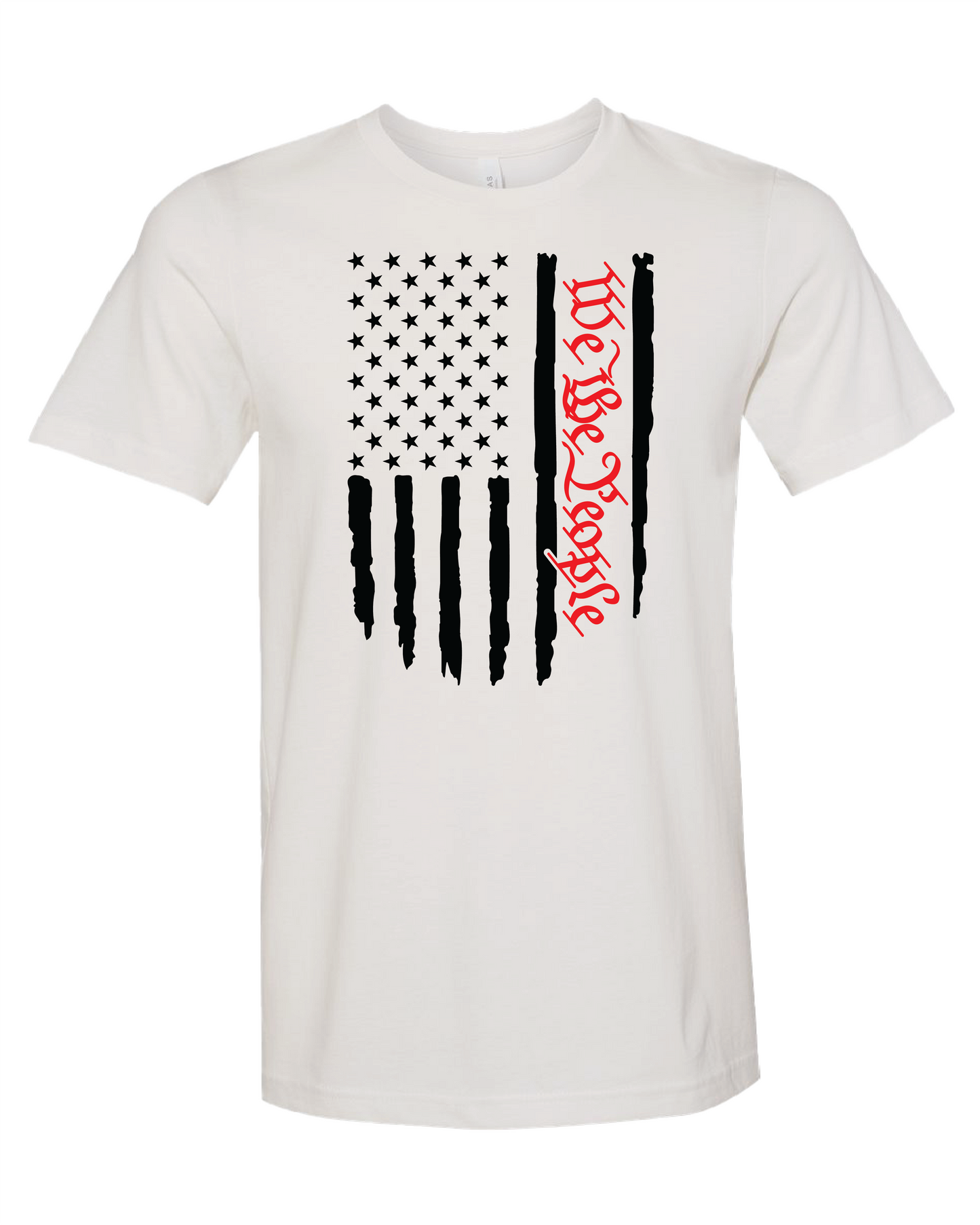 American Flag We The People T-Shirt | White With Red Writing